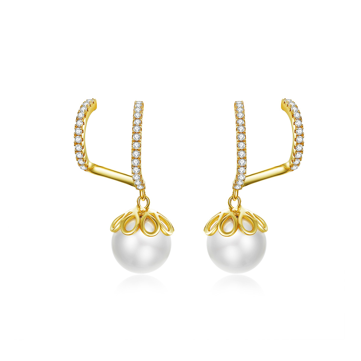 pandora style gentle pearl stud earrings bse151