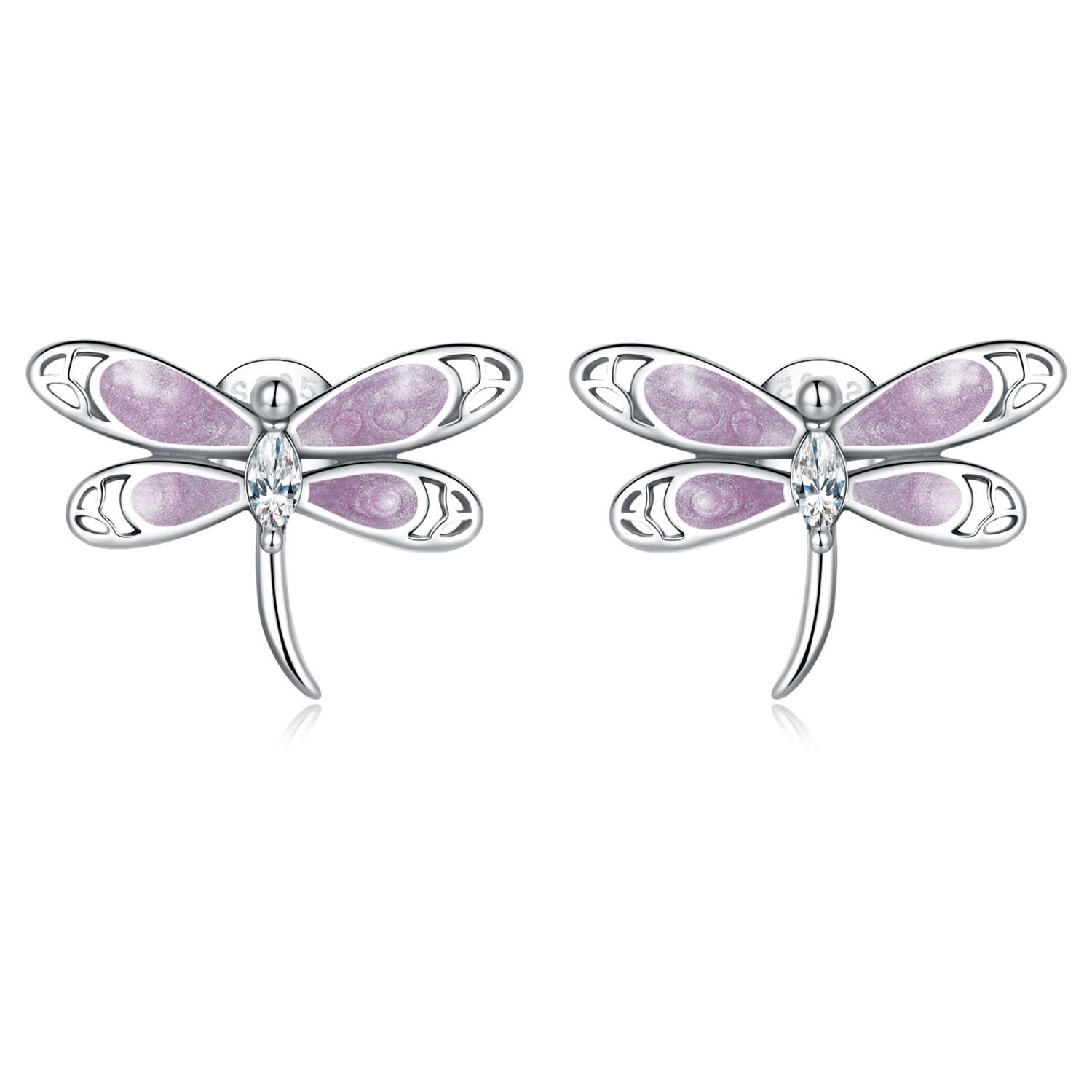 pandora style girl pink dragonfly stud earrings sce1414