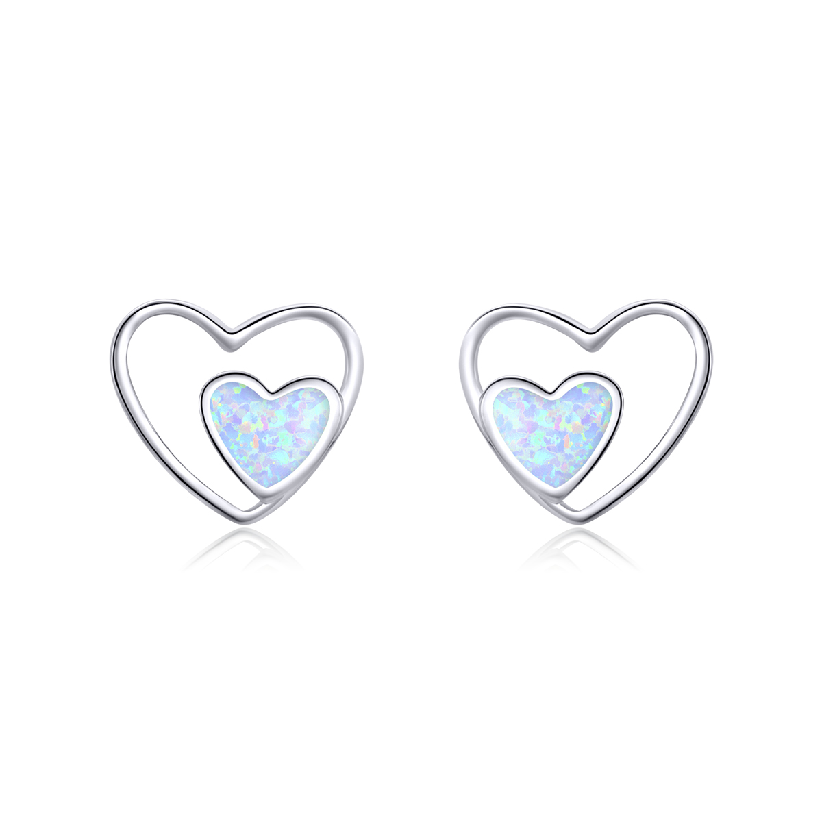 pandora style heart center stud earrings sce858
