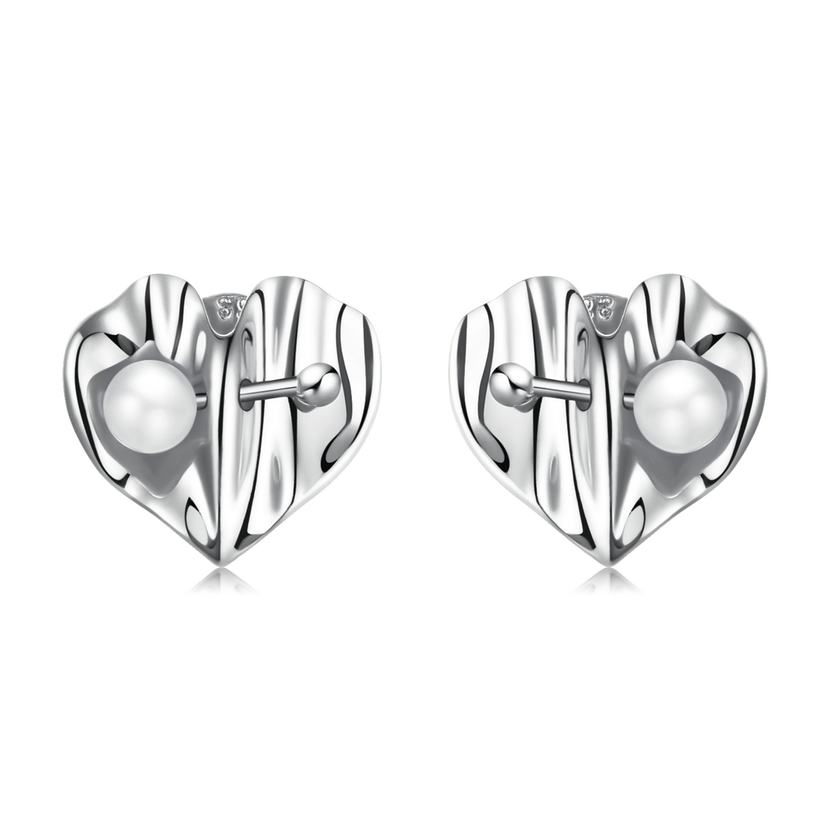 pandora style love shell beads texture stud earrings bse551 a