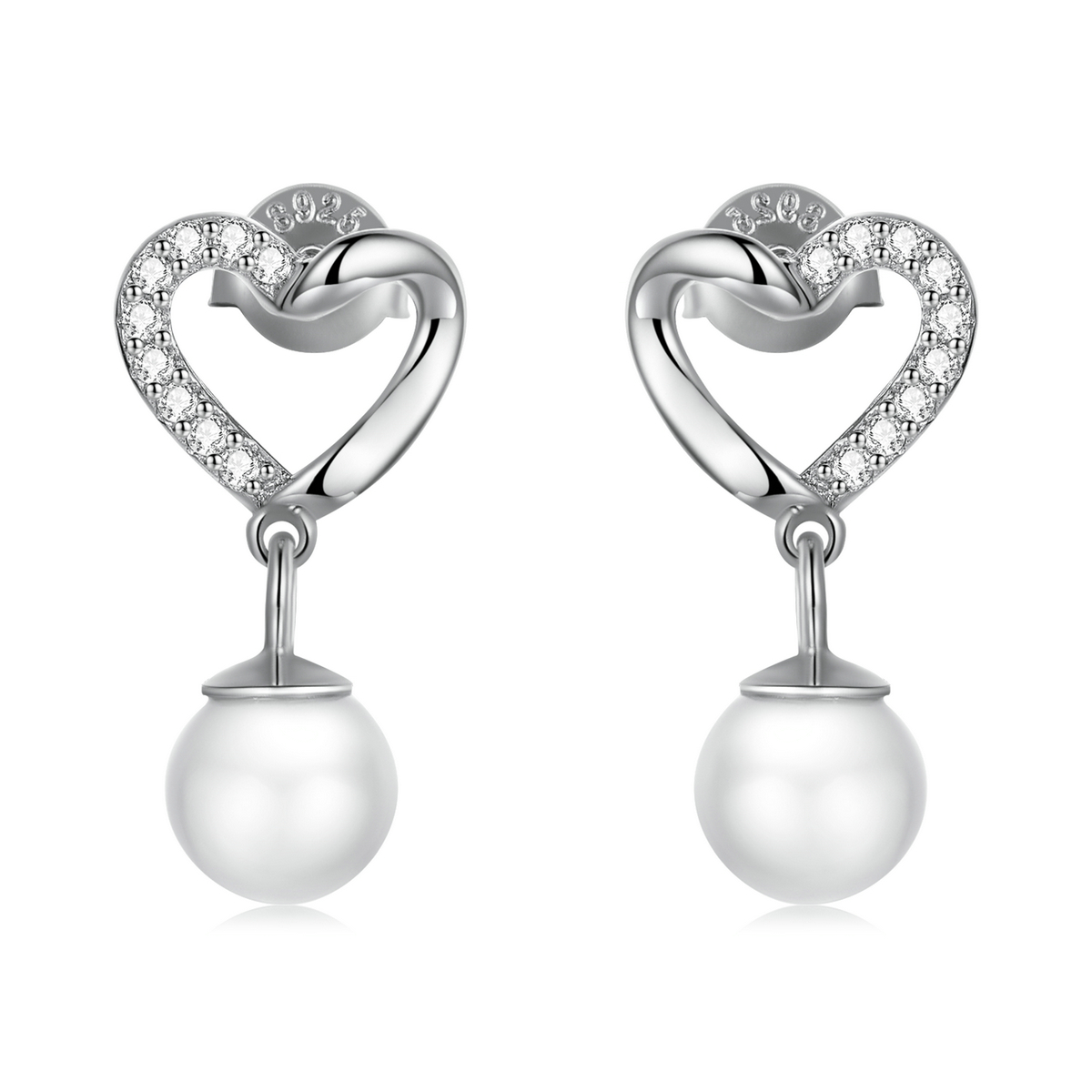pandora style love shell beads elegant stud earrings bse552