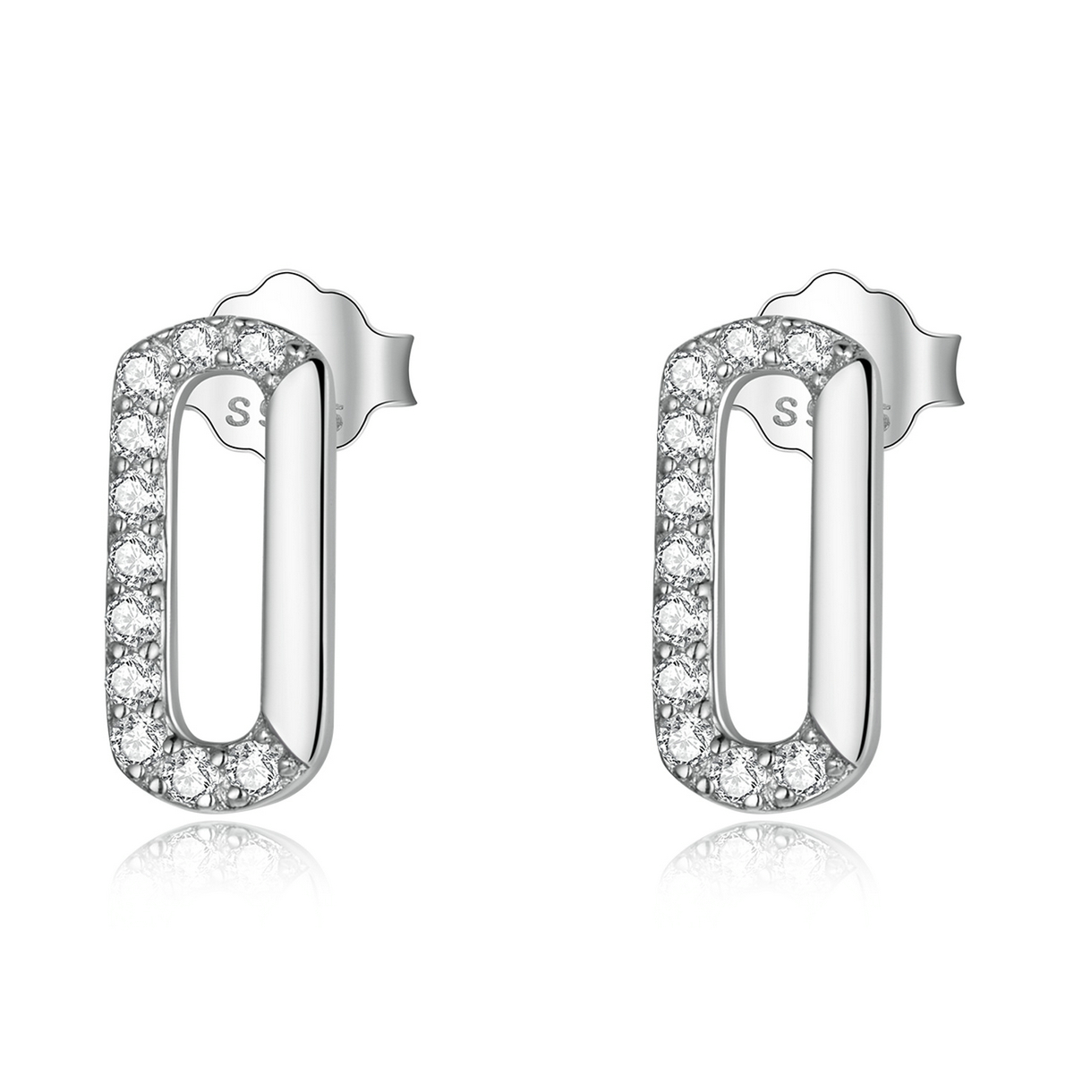 pandora style mini paper clip stud earrings sce1330