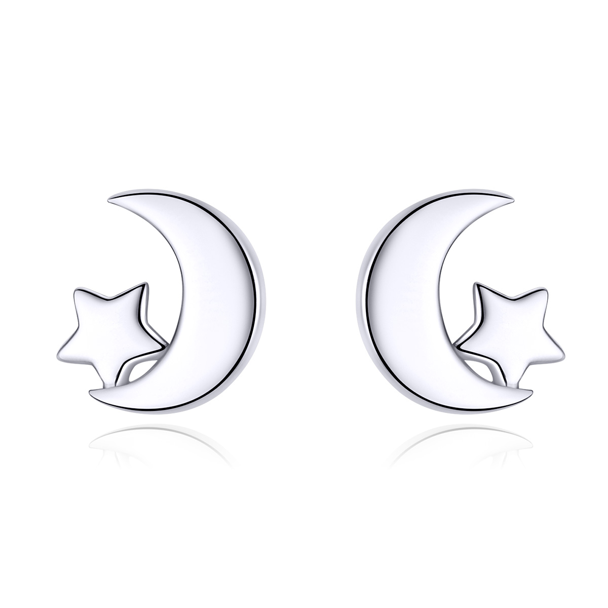 pandora style moon and stars stud earrings sce726