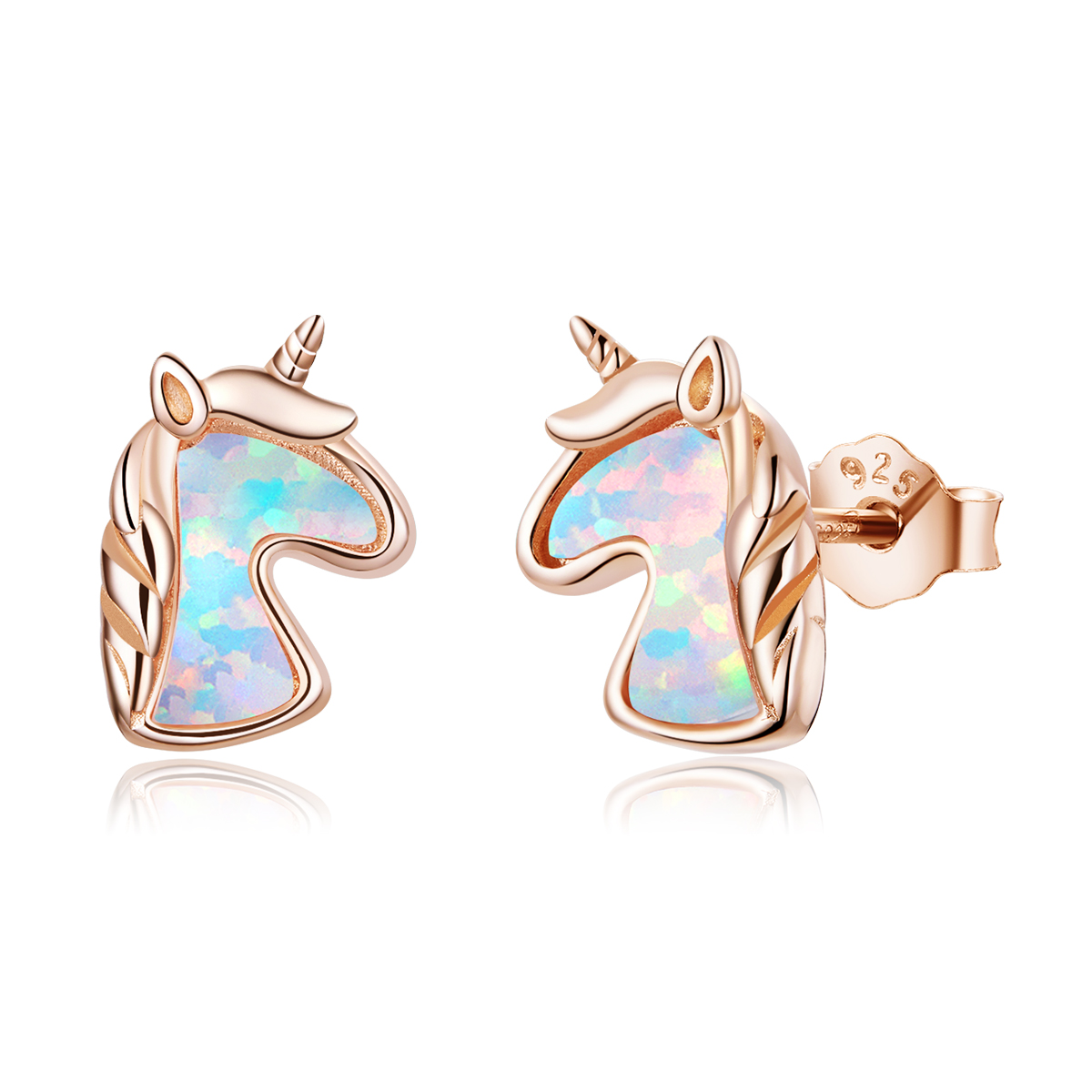 pandora style ocean blue opal unicorn stud earrings sce815 c