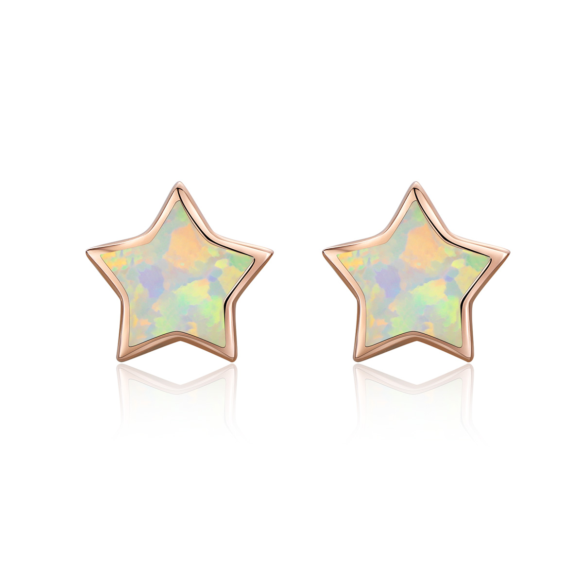 pandora style opal pentagram stud earrings sce674