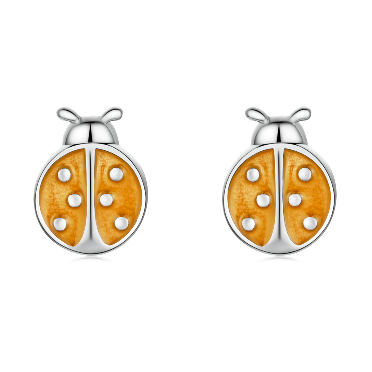 pandora style orange ladybug stud earrings sce1345