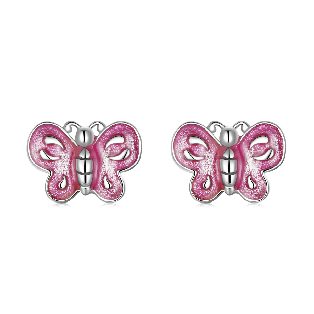 pandora style pink butterfly stud earrings sce1344