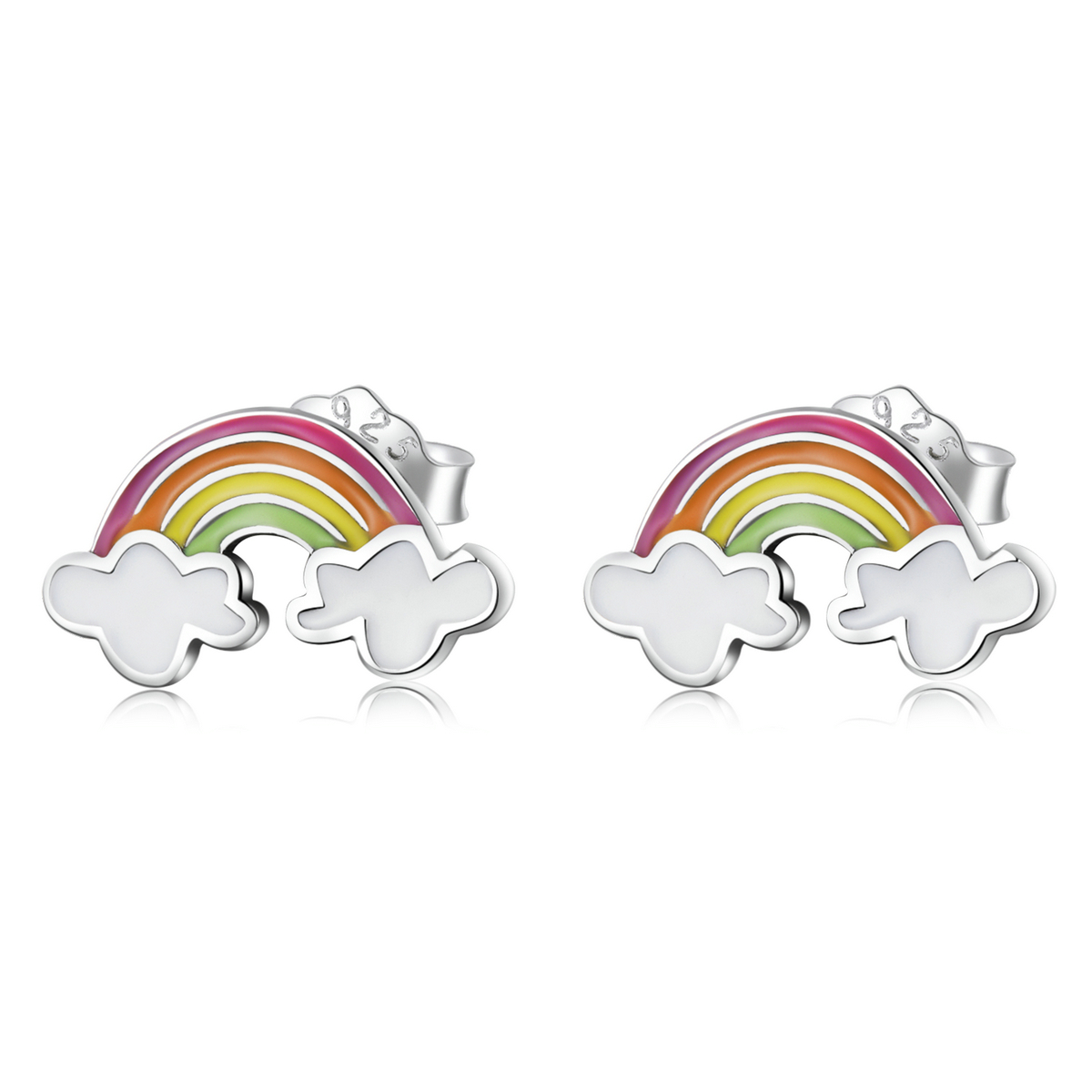 pandora style rainbow clouds stud earrings sce1339