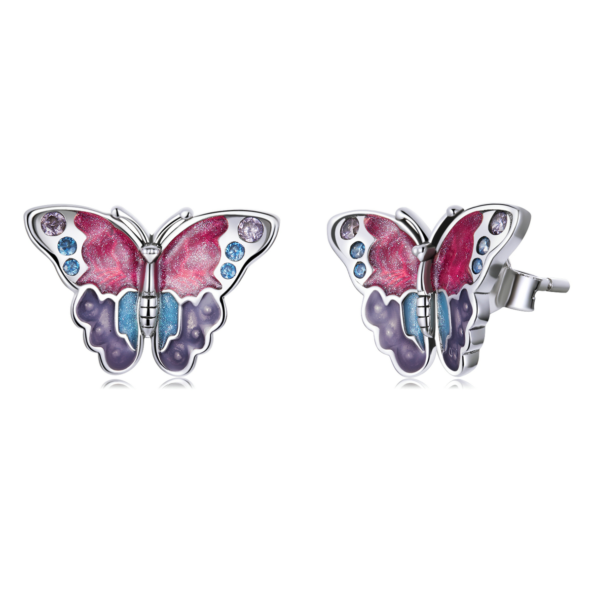 pandora style retro butterfly stud earrings sce1332