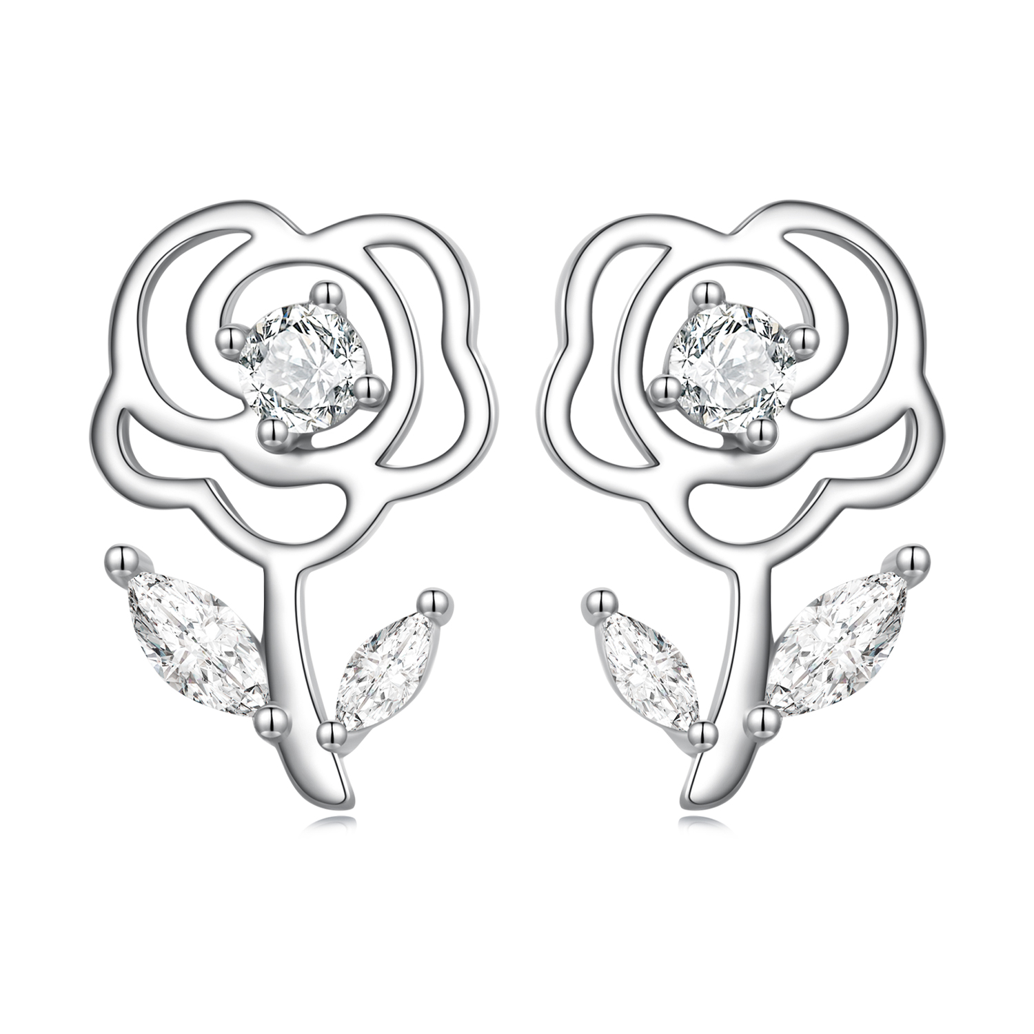 pandora style roses stud earrings bse714