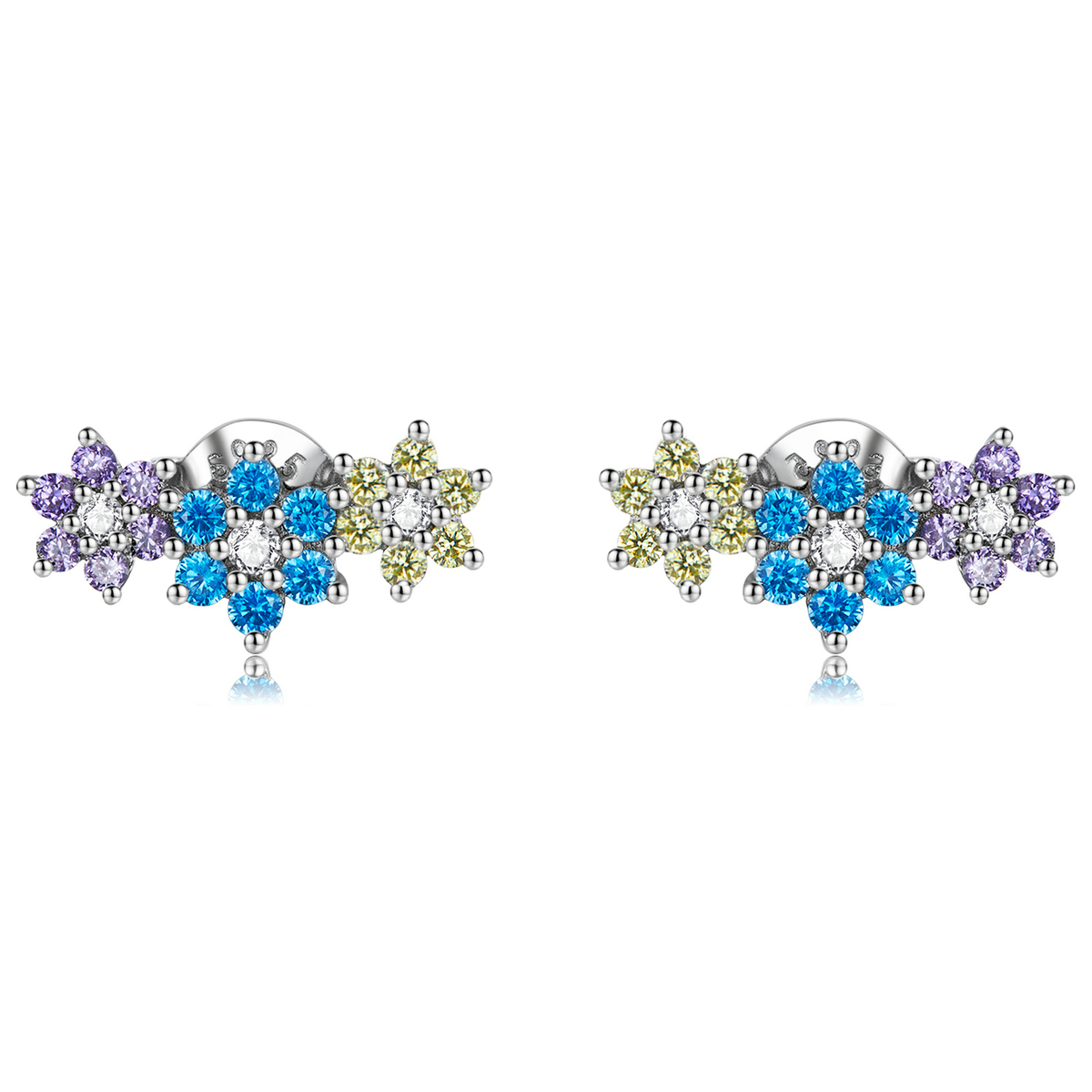 pandora style shine flowers stud earrings bse593