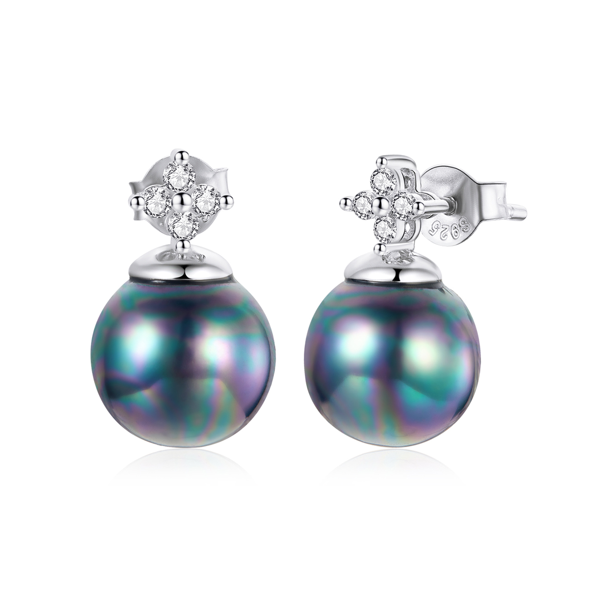 pandora style shiny beads stud earrings bse498