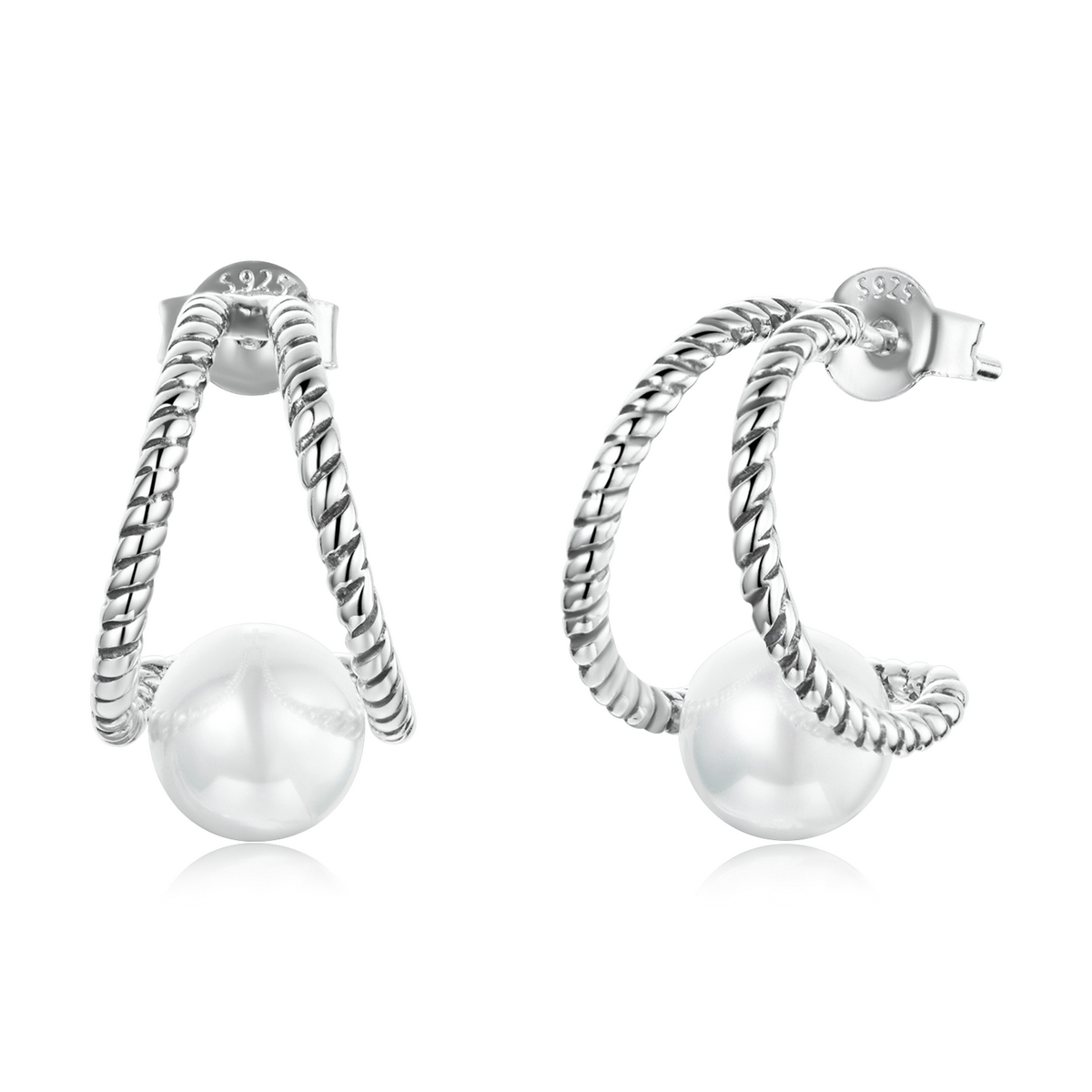 pandora style simple geometric shell beads stud earrings bse539