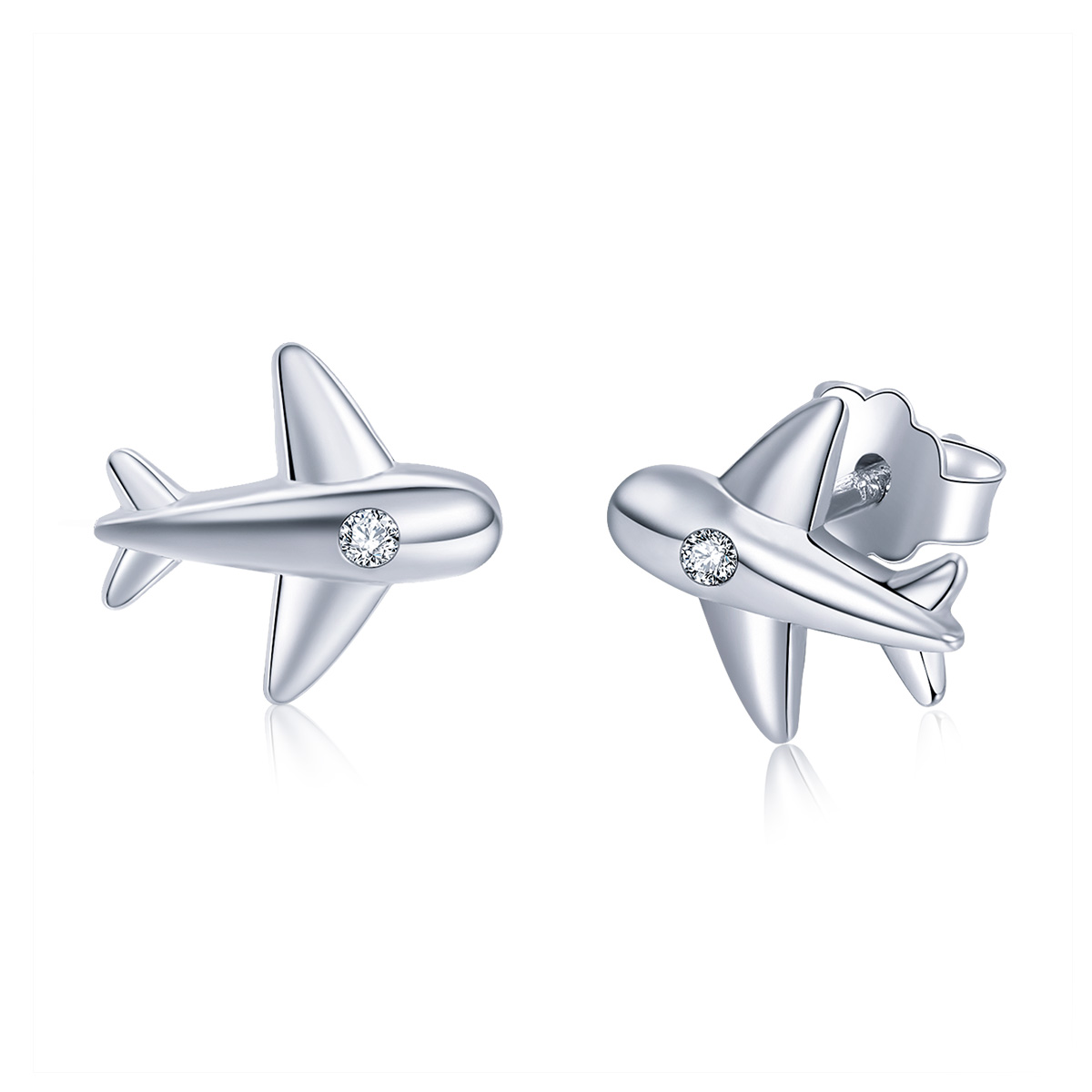 pandora style small airplane stud earrings vse153