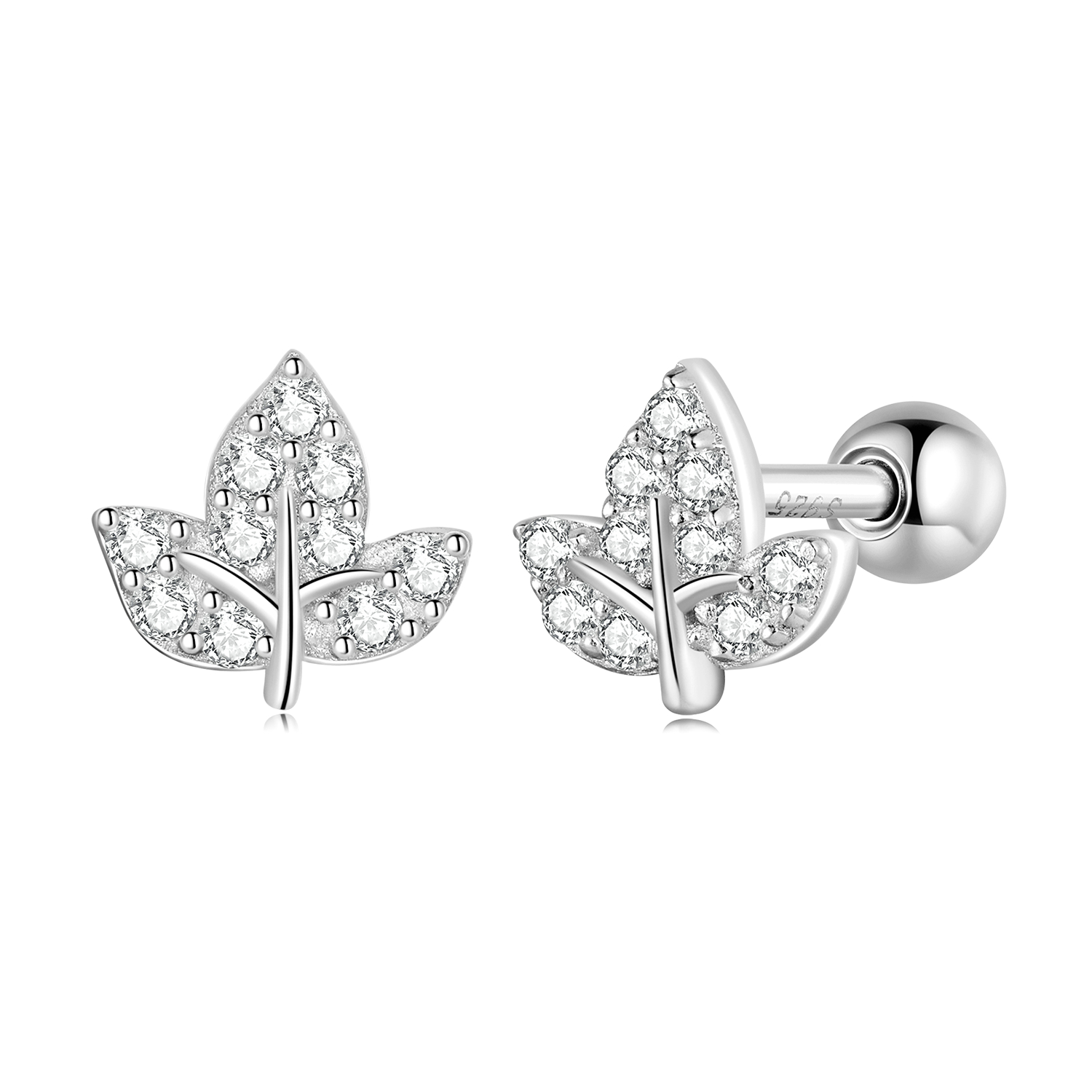 pandora style small leaves stud earrings sce1459