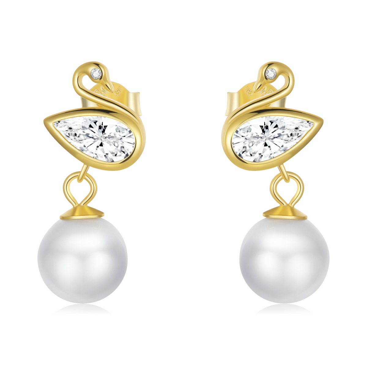 pandora style swan shell beads stud earrings bse548