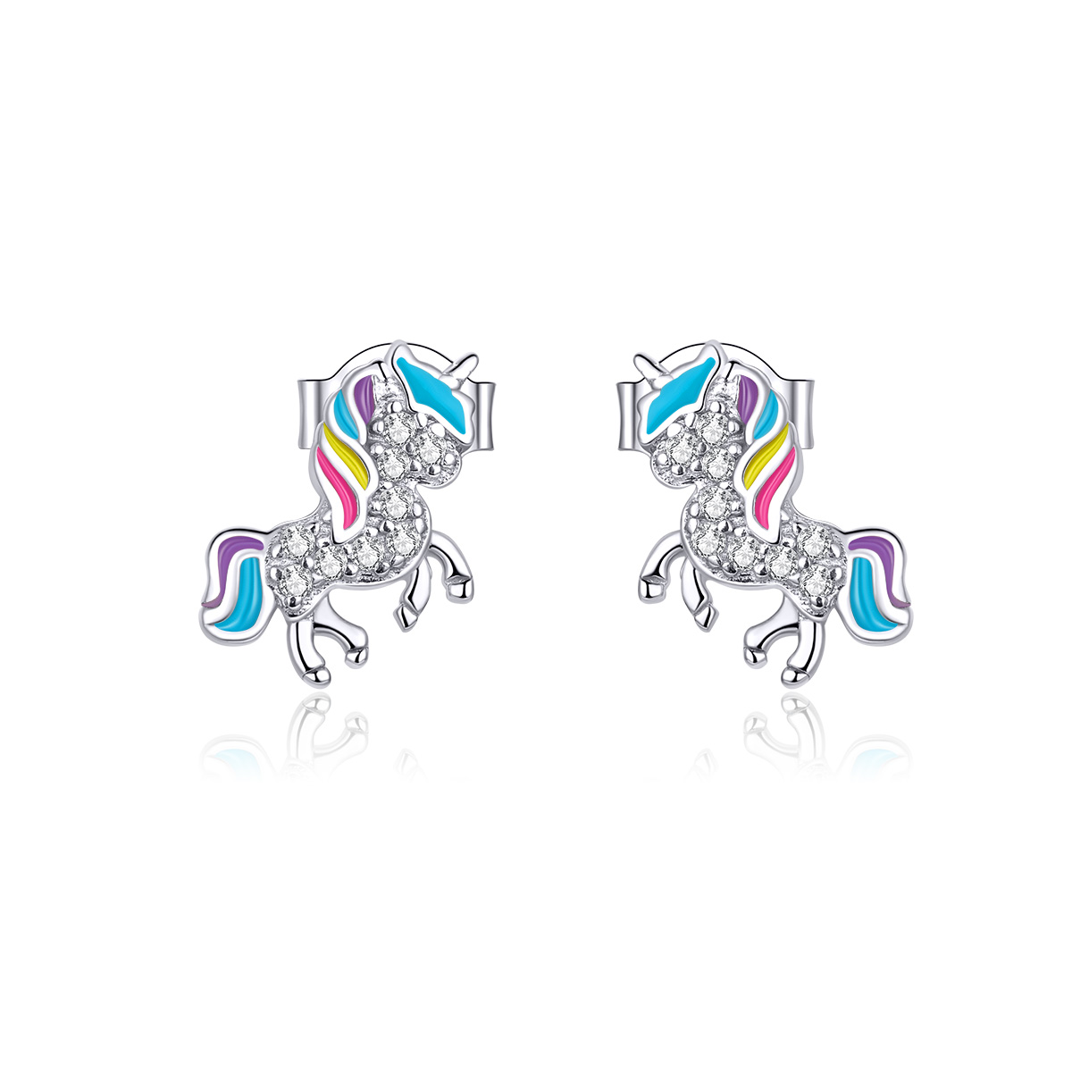 pandora style unicorn stud earrings bse352