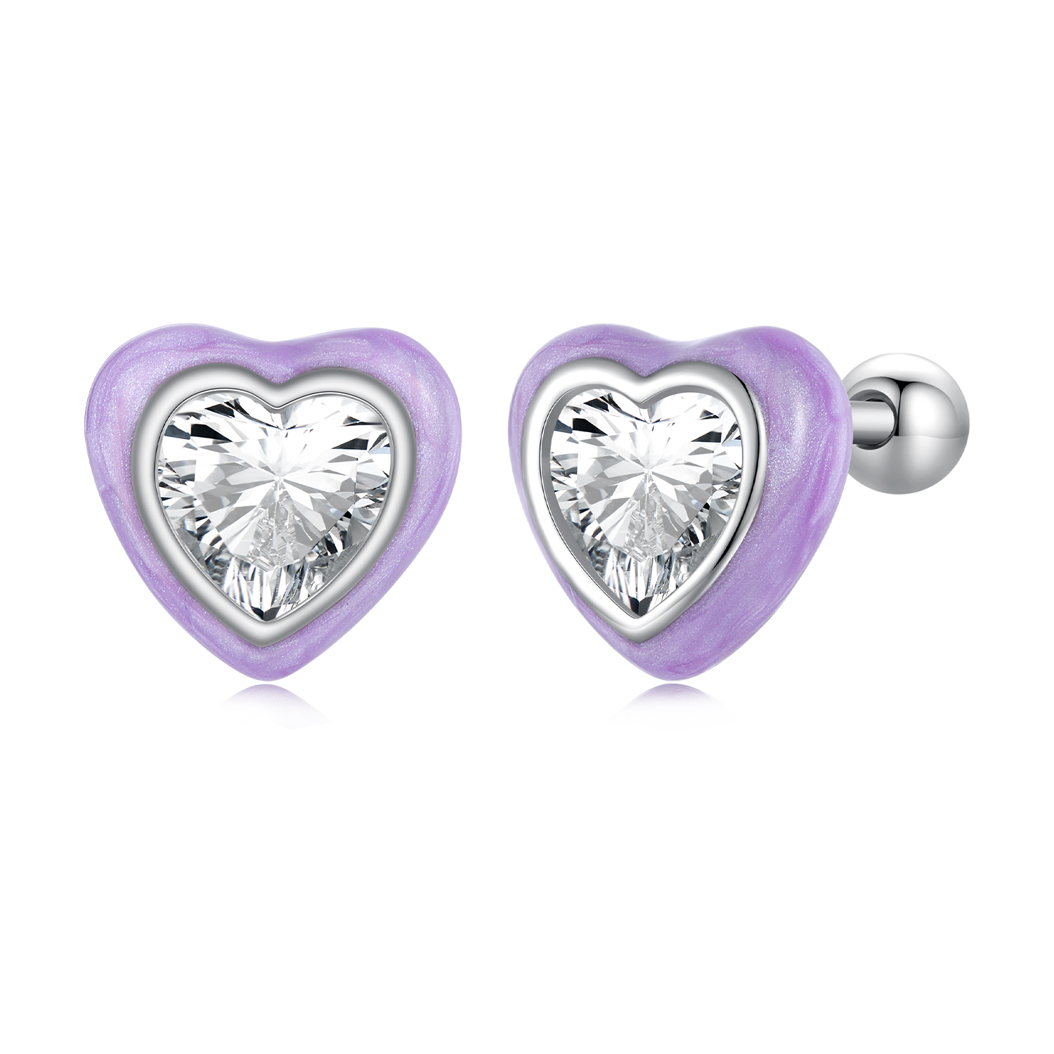 pandora style heart shaped stud earrings sce1595