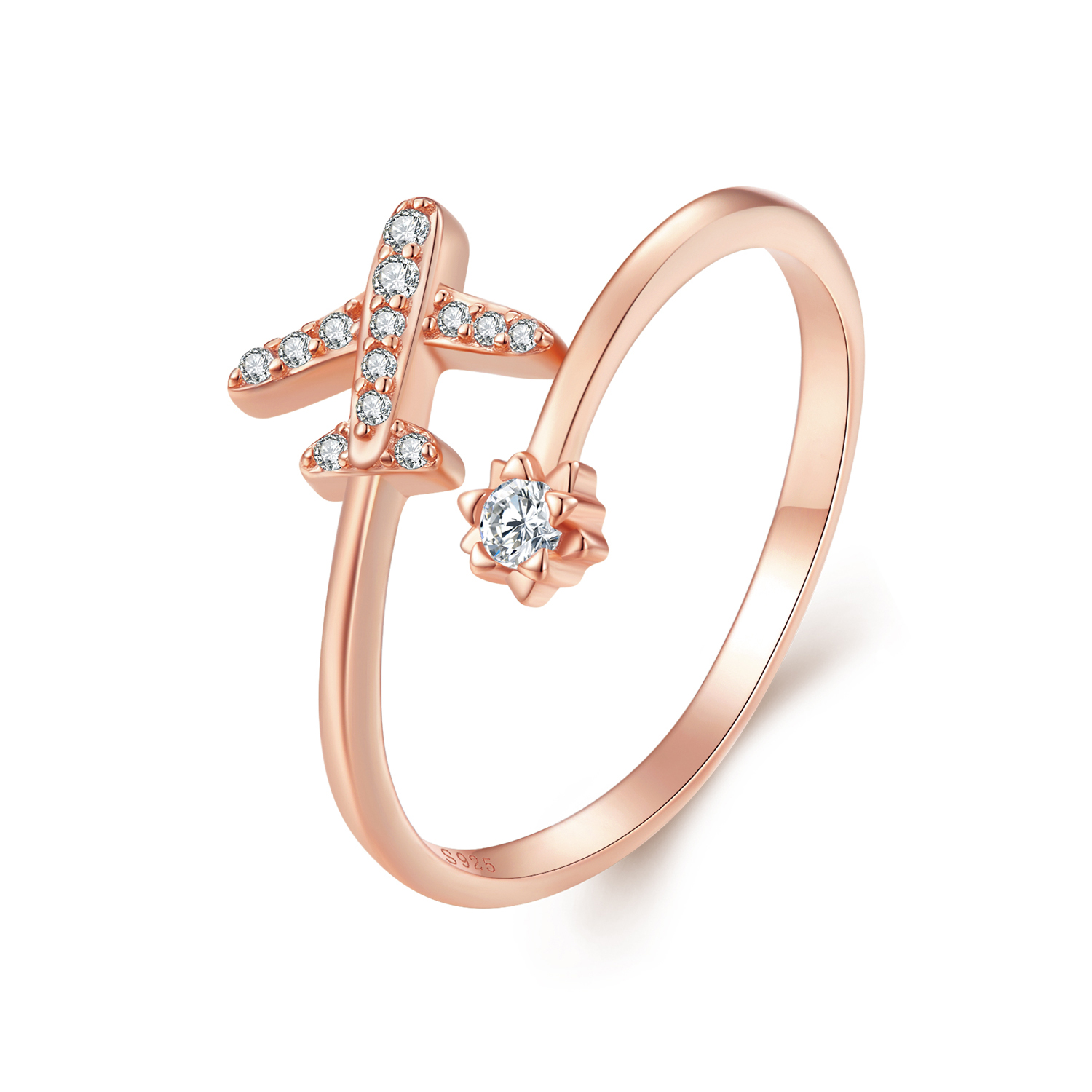pandora style rose gold distance open ring scr623 c
