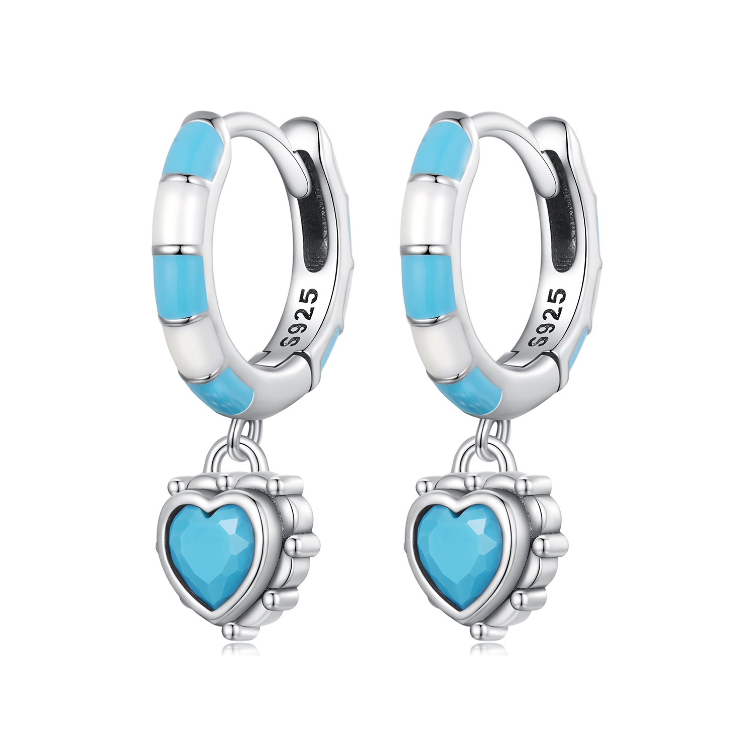 pandora inspired heart shaped hoops earrings sce1594