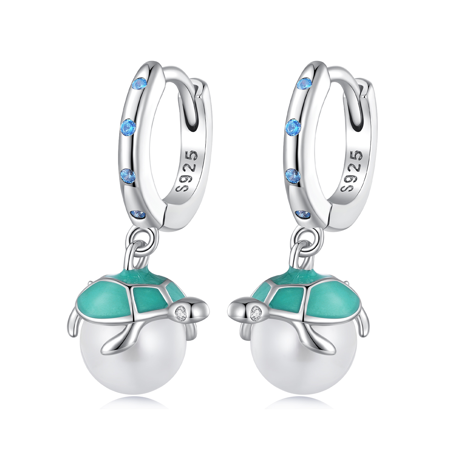 pandora style hoop earrings inspired by the graceful sea turtle sce1597
