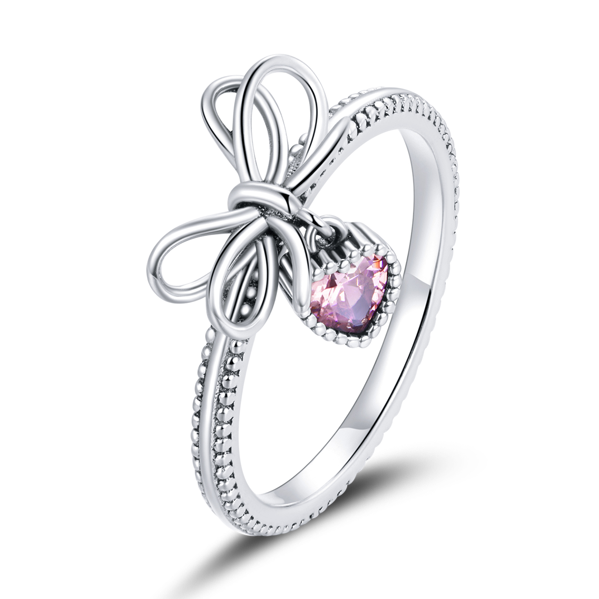 pandora style bow ring in silver scr682