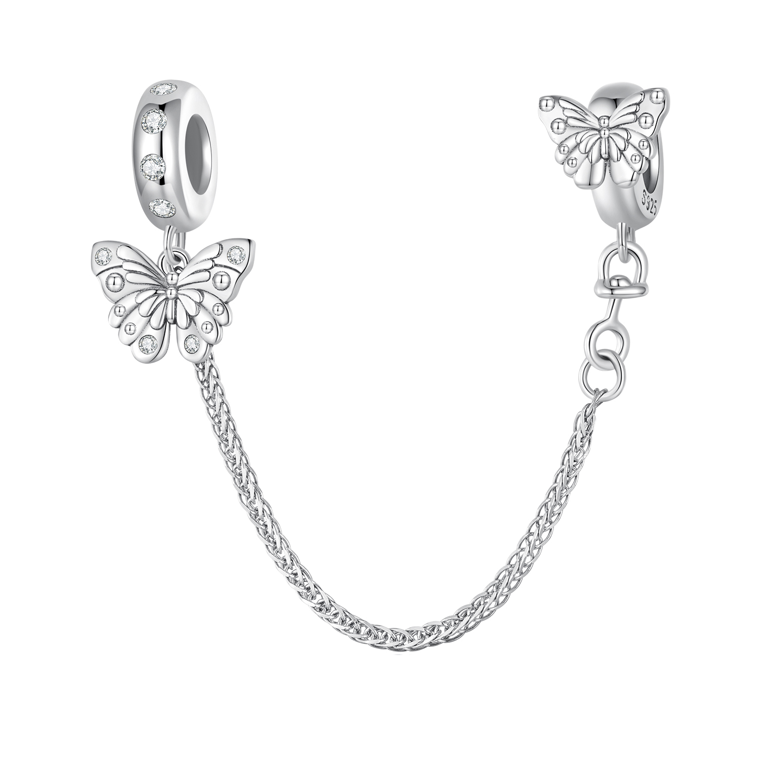 pandora style butterfly safety chain bsc801