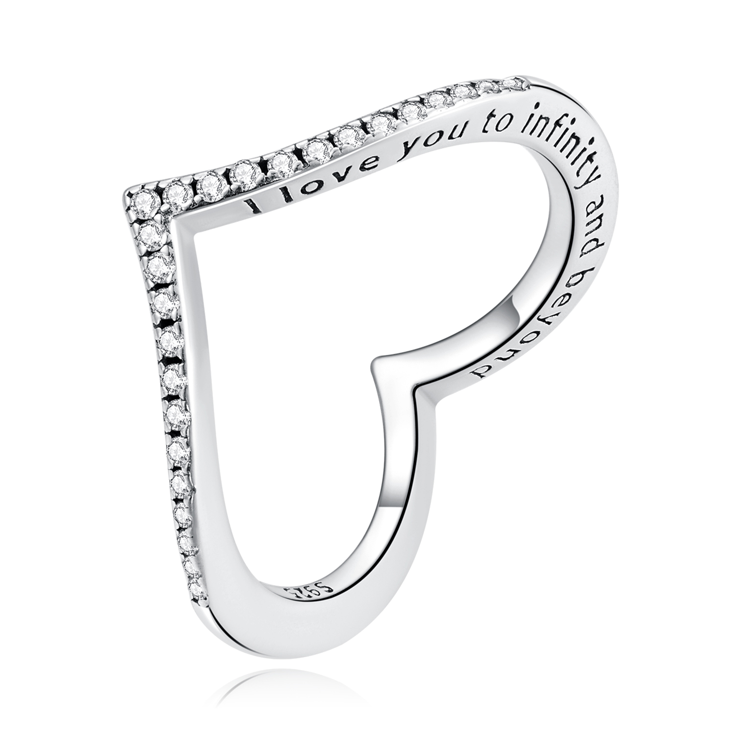 pandora style heart wishbone ring scr856