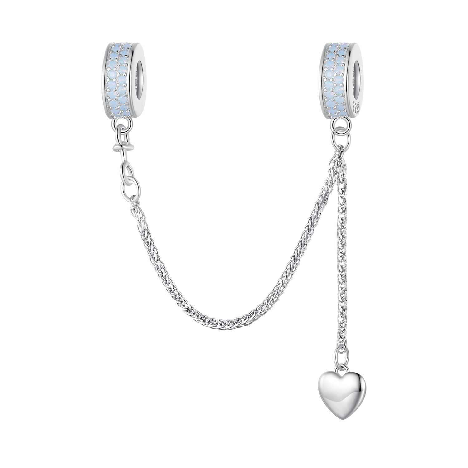 pandora style silver heart safety chain bsc795