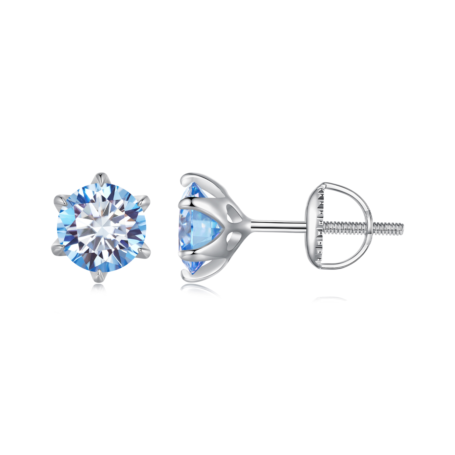 pandora style aquamarine moissanite studs earrings mse025 llb