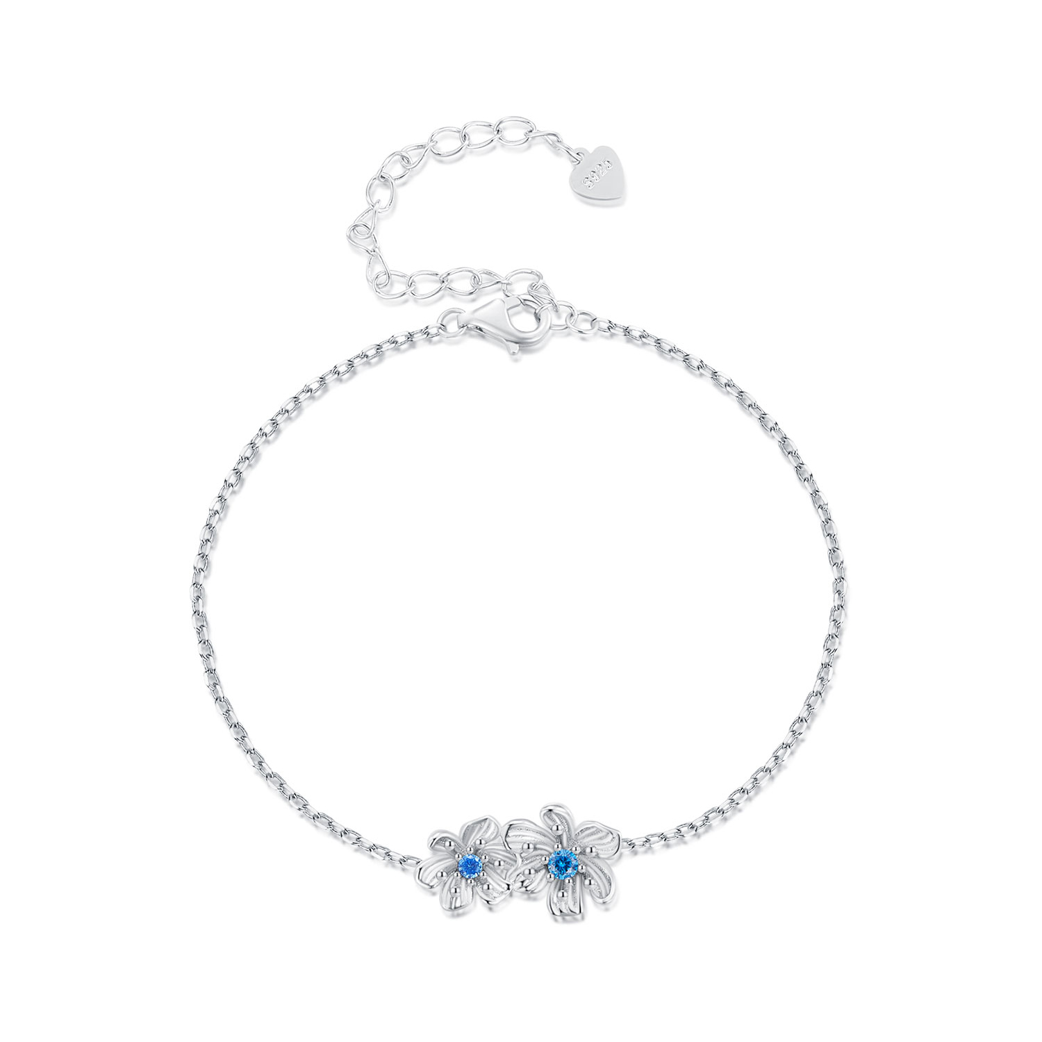 pandora style blue flower chain bracelet bsb138