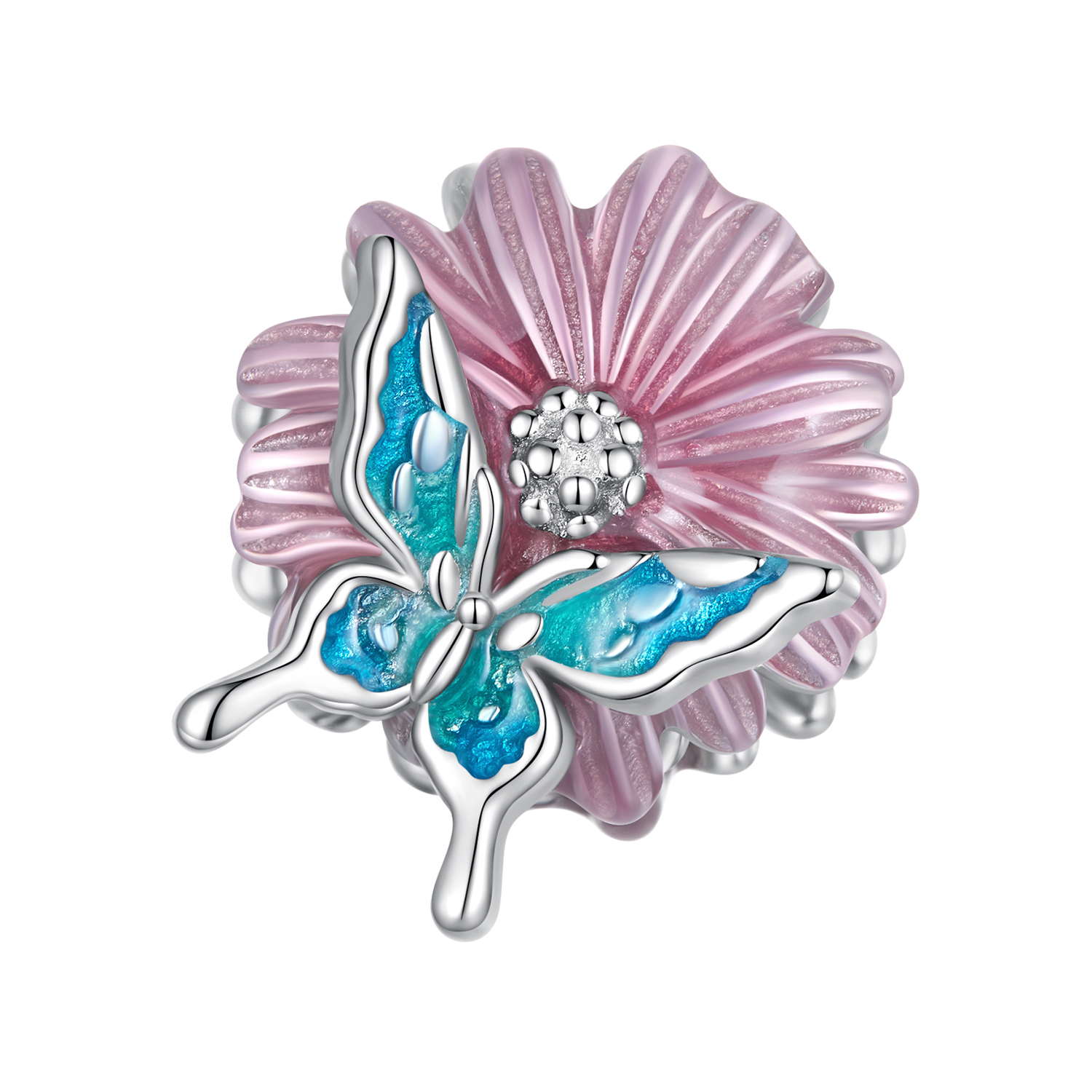 pandora style butterfly chrysanthemum charm bsc788