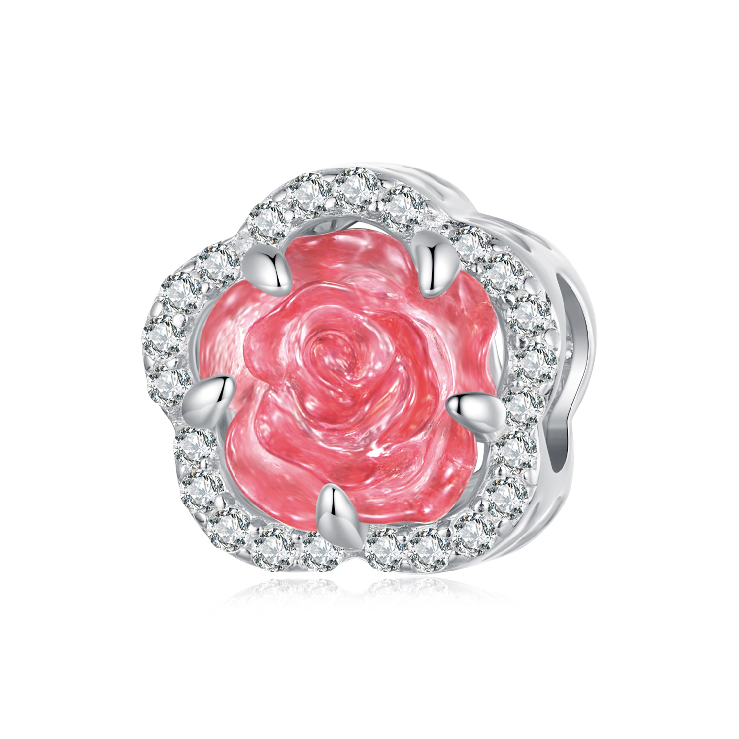pandora style crystal rose charm bsc904
