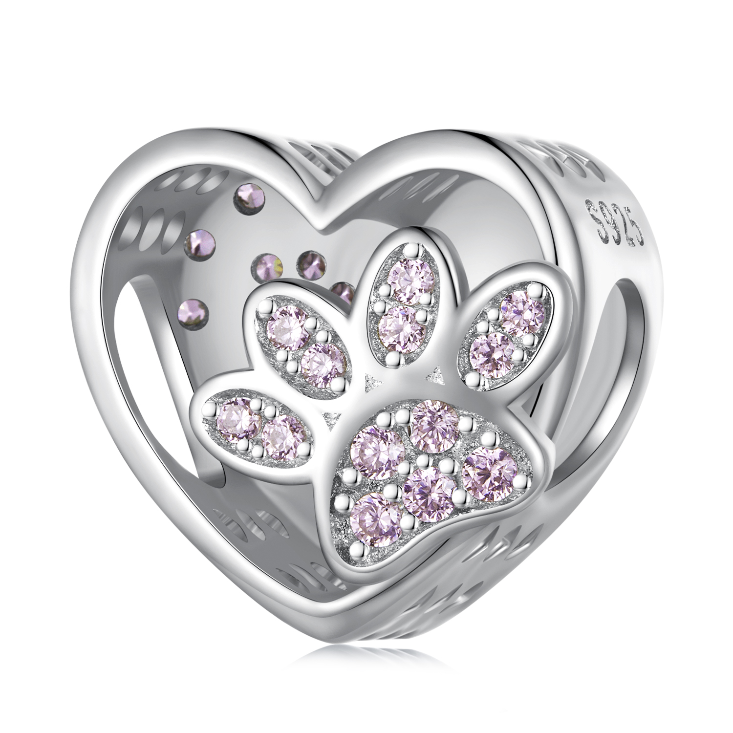 pandora style cute pet paw prints can be engraved charm scc1191 a