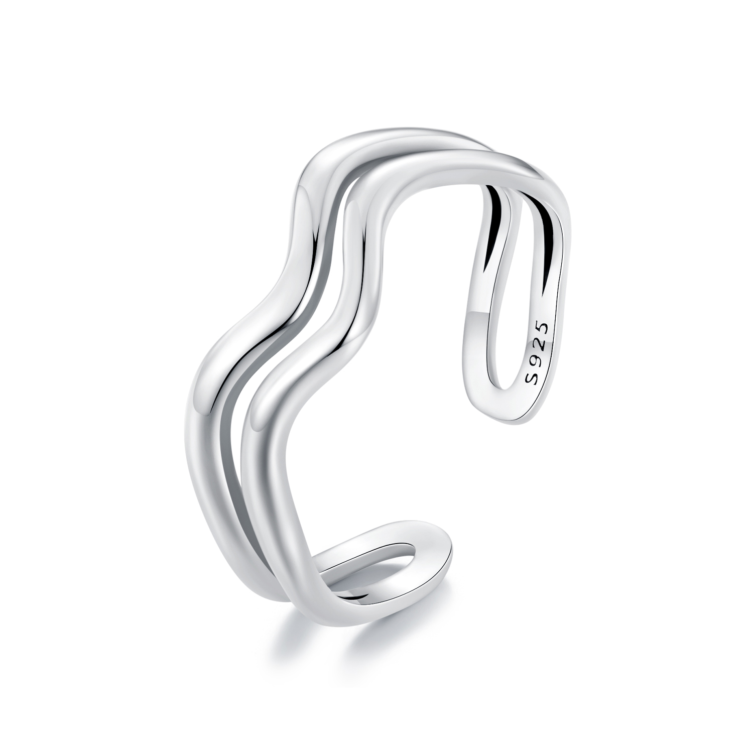 pandora style double layer wave ring scr968 e