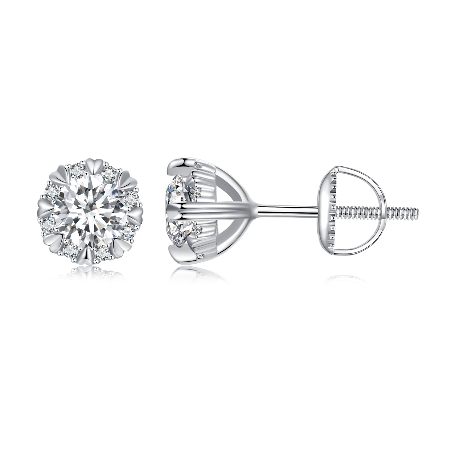 pandora style exquisite moissanite studs earrings with two certificates mse017