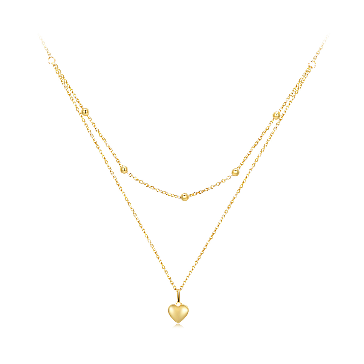 pandora style golden love heart beaded necklace bsn168 b