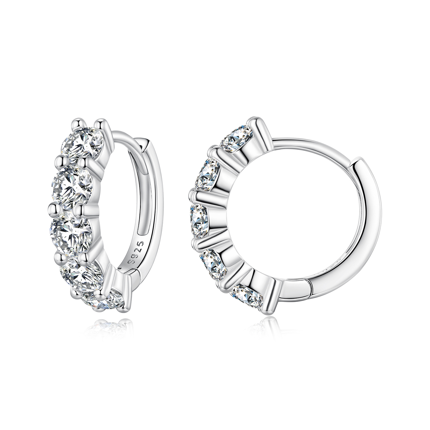 pandora style half hoop moissanite diamond hoop earrings mse033