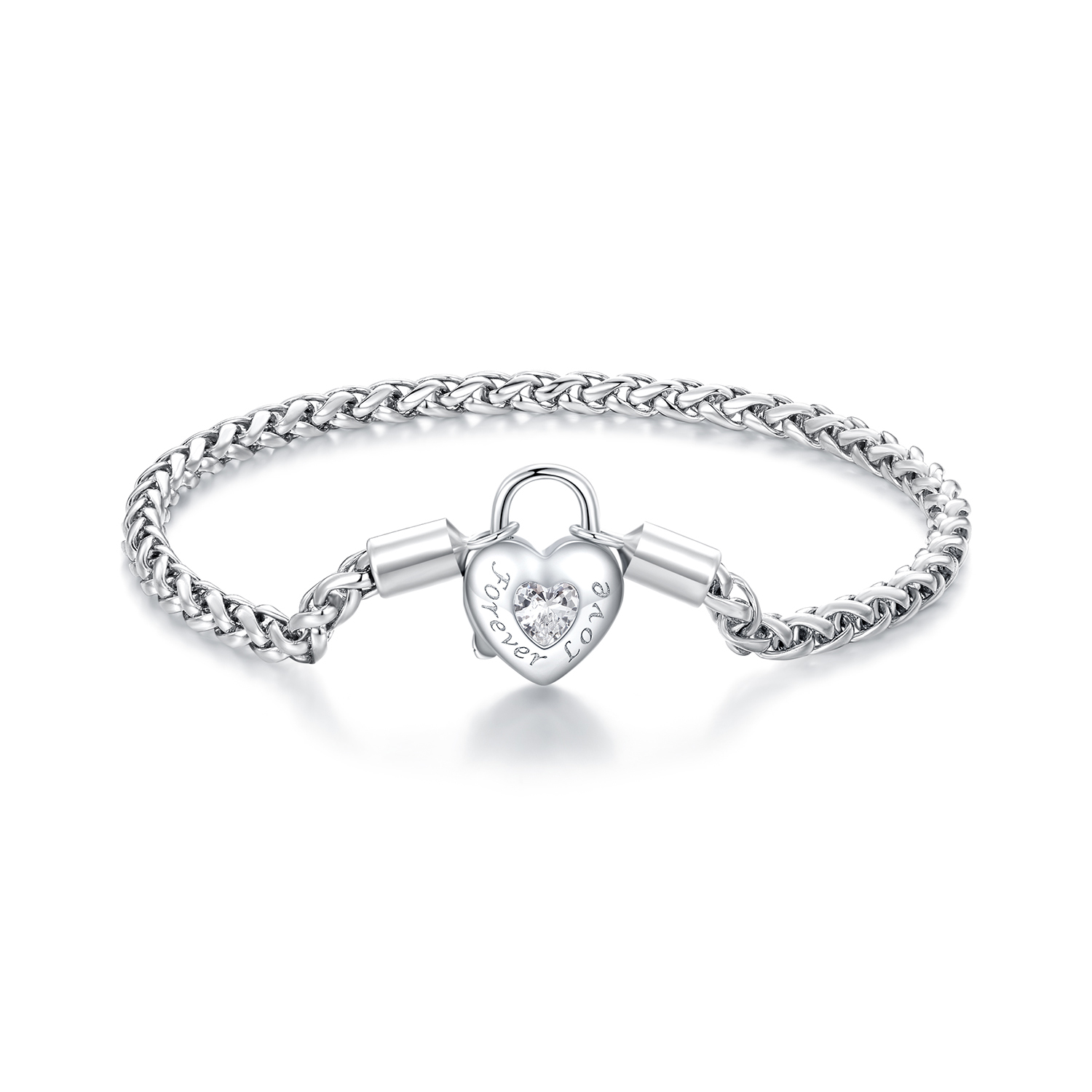 pandora style heart lock basic chain bracelet bsb147
