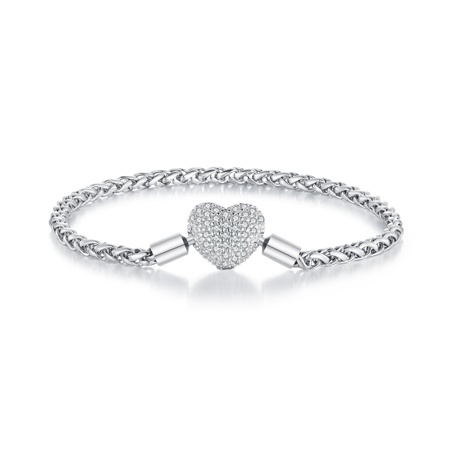 pandora style heart shape sparkling chain bracelet bsb133