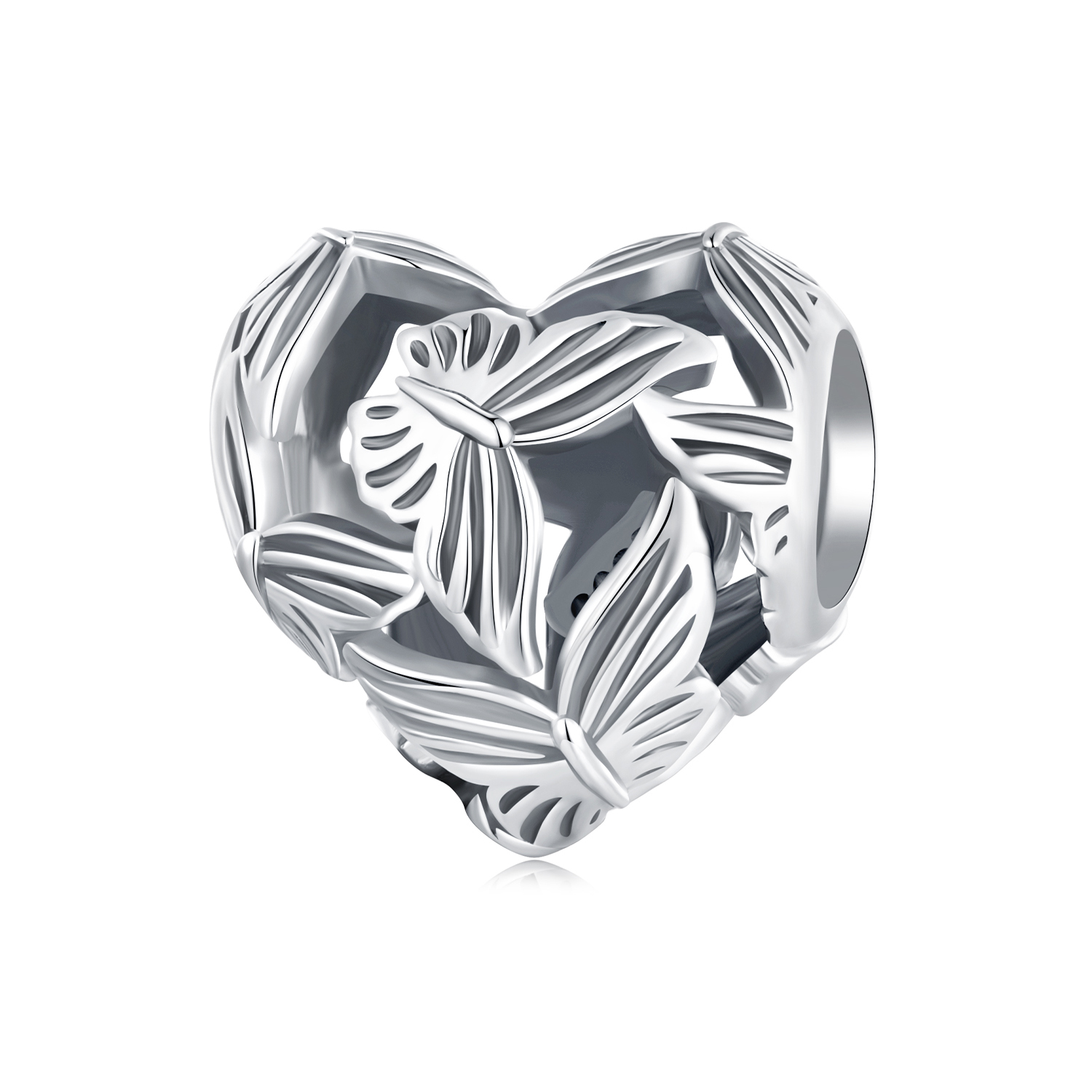 pandora style heart shaped butterfly charm scc2576