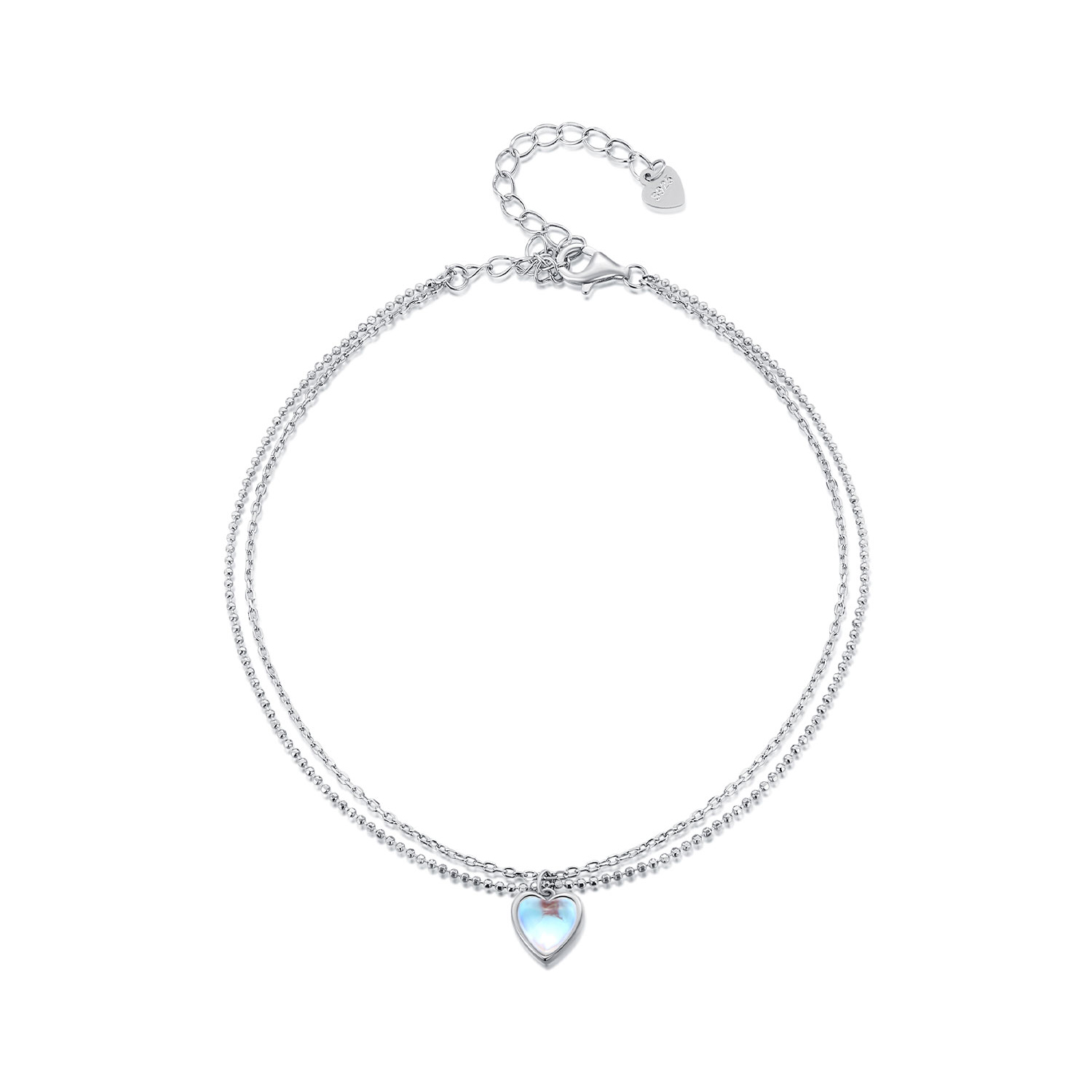 pandora style heart shaped double layer anklet sct024