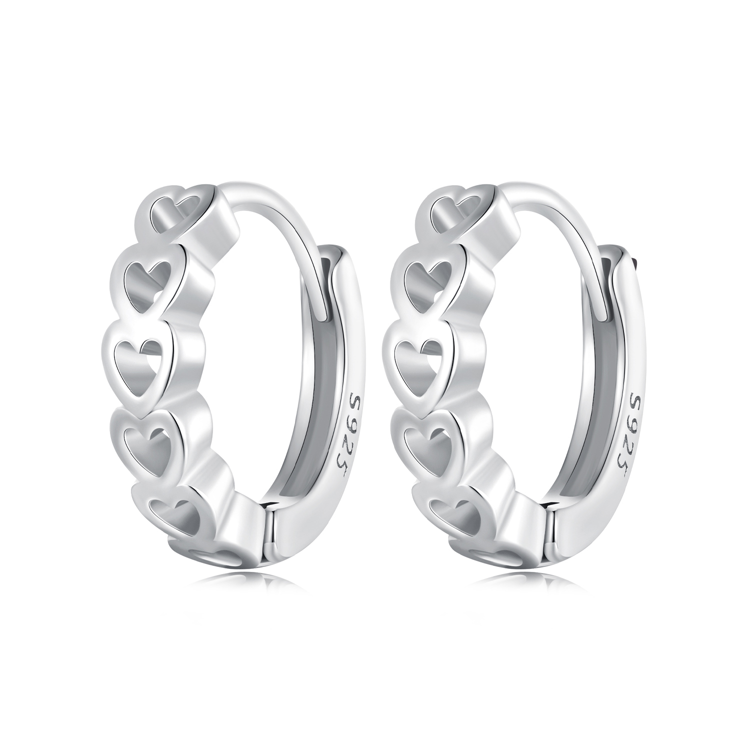 pandora style heart shaped hoop earrings bse880