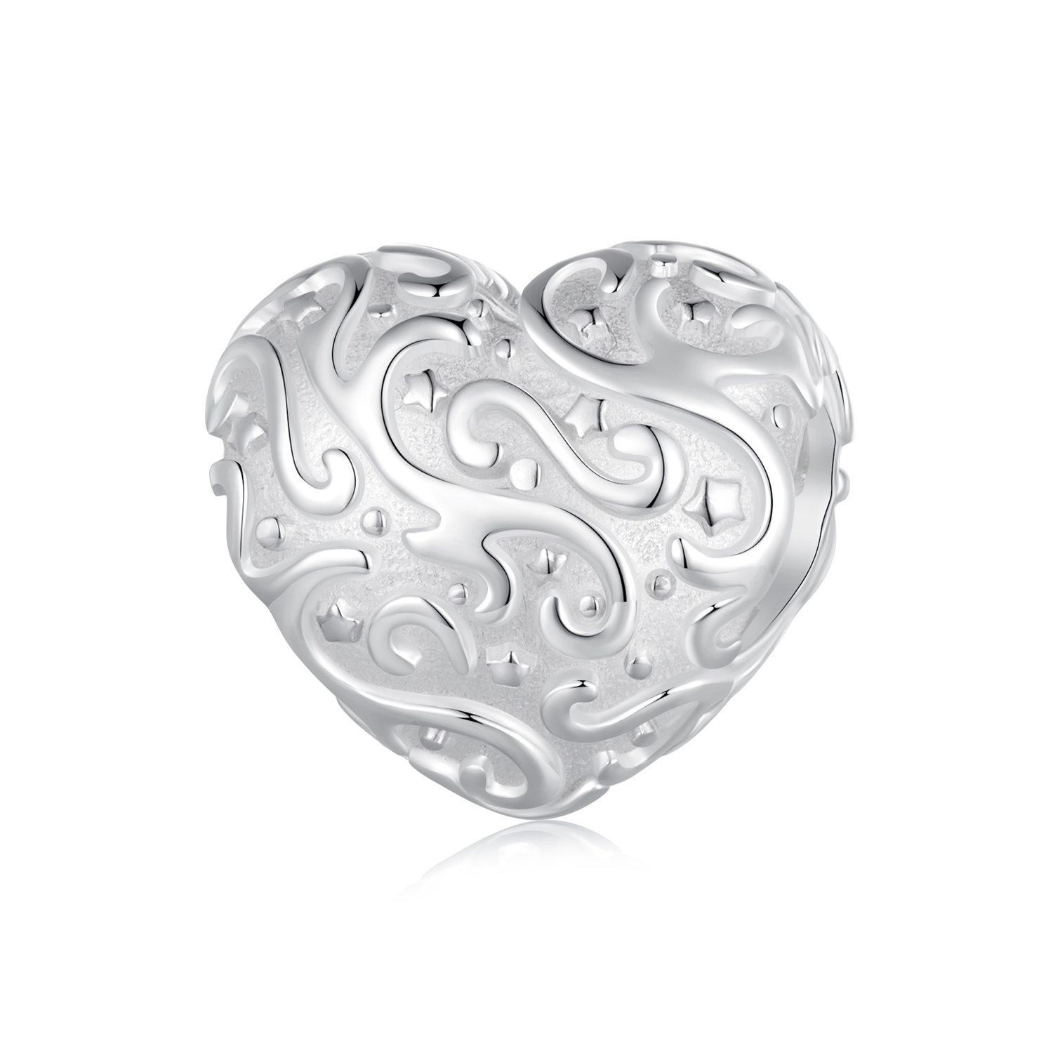 pandora style heart shaped pattern charm scc2618