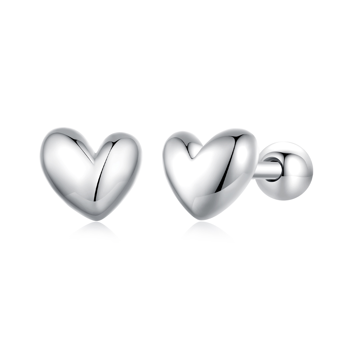 pandora style heart shaped stud earrings bse886