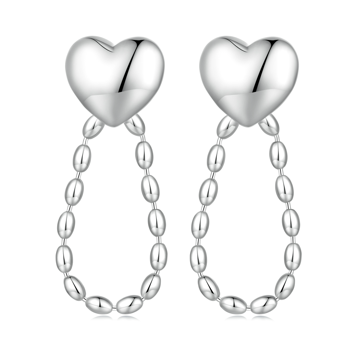 pandora style heart shaped tassels dangle earrings bse825