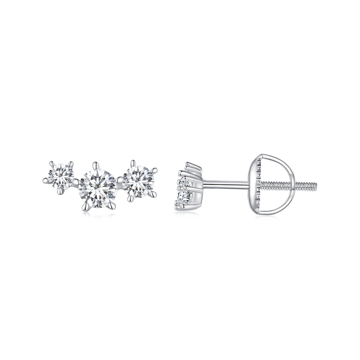 pandora style moissanite studs earrings one certificate mse034