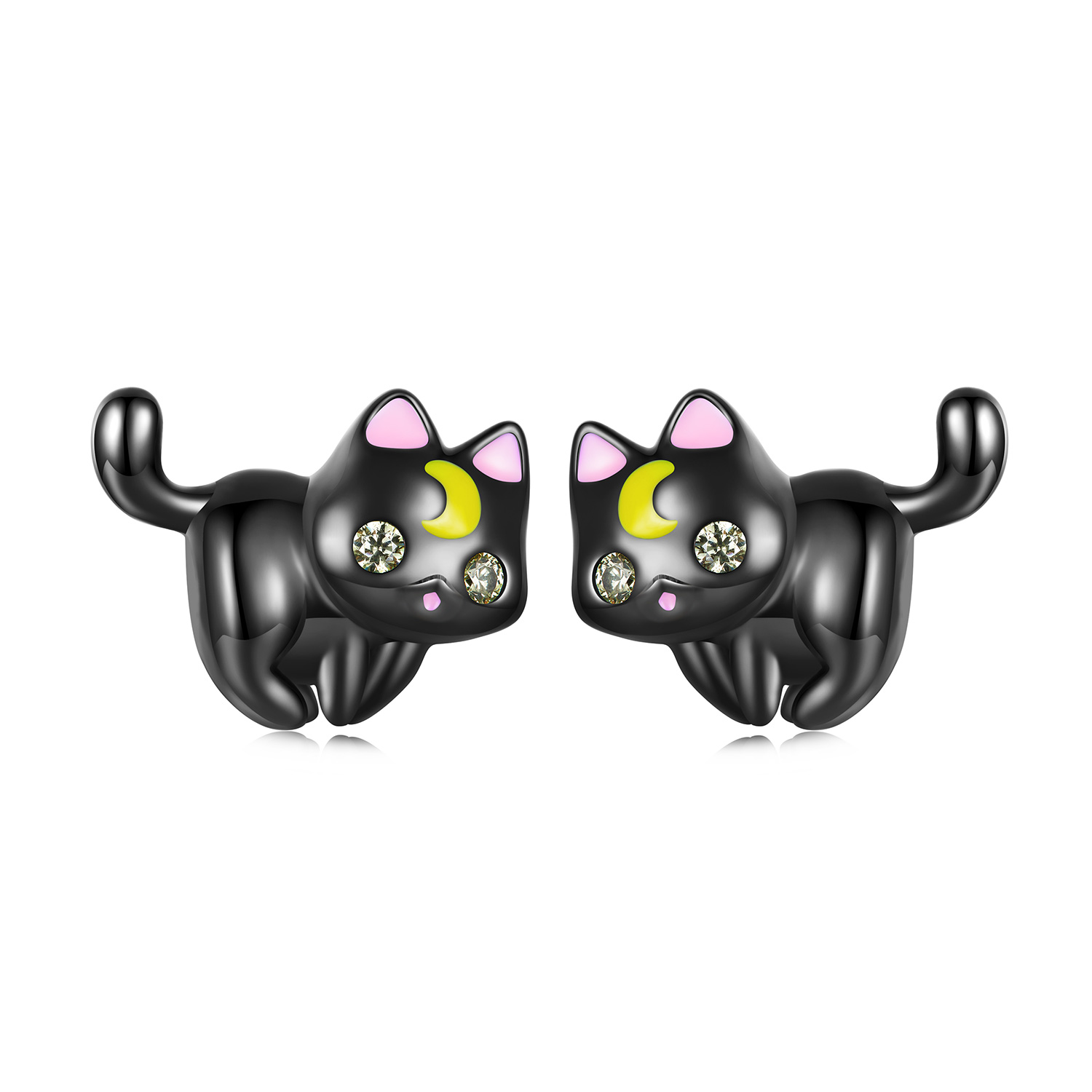 pandora style moon kitten stud earrings sce1584