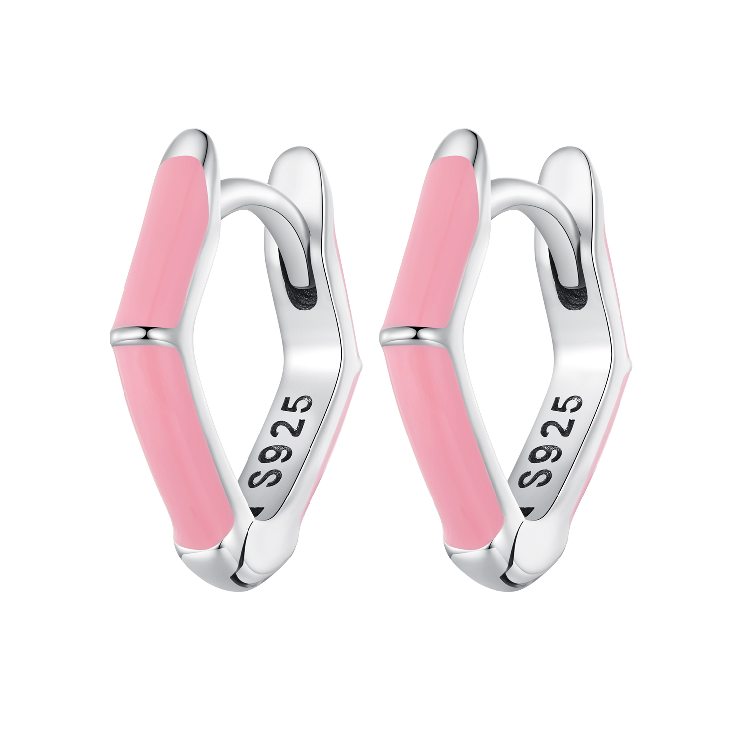 pandora style pink diamond hoop earrings sce1569 pk