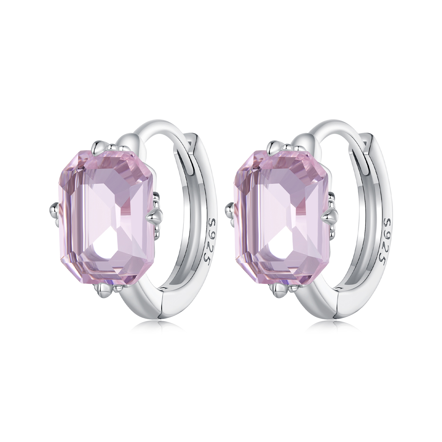 pandora style pink gem hoop earrings bse889